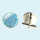 Bassin and Brown Paisley Cufflinks - Aqua Blue