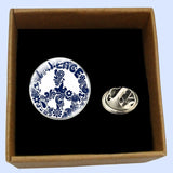 Bassin and Brown Peace Sign Lapel Pin - Blue and White