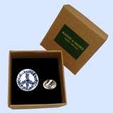 Bassin and Brown Peace Sign Lapel Pin - Blue and White