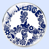 Bassin and Brown Peace Sign Lapel Pin - Blue and White