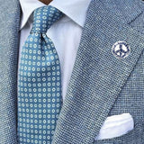 Bassin and Brown Peace Sign Lapel Pin - Blue and White