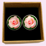 Bassin and Brown Pink Rose Cufflinks