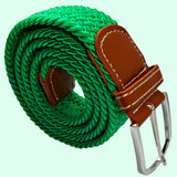 Bassin And Brown Plain Green Woven Elasticated Fabric Belt