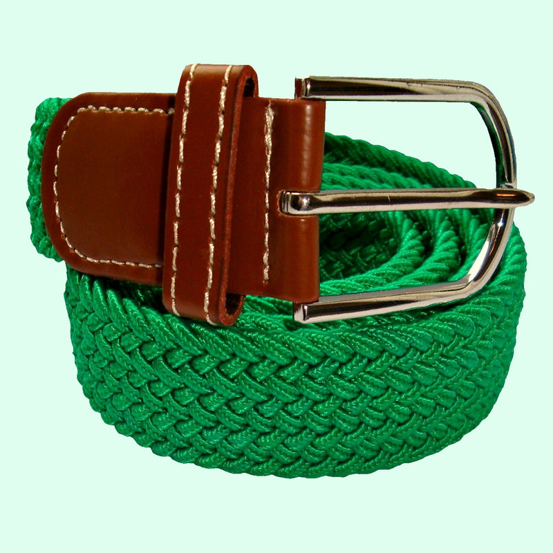 Bassin And Brown Plain Green Woven Elasticated Fabric Belt