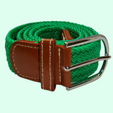 Bassin And Brown Plain Green Woven Elasticated Fabric Belt
