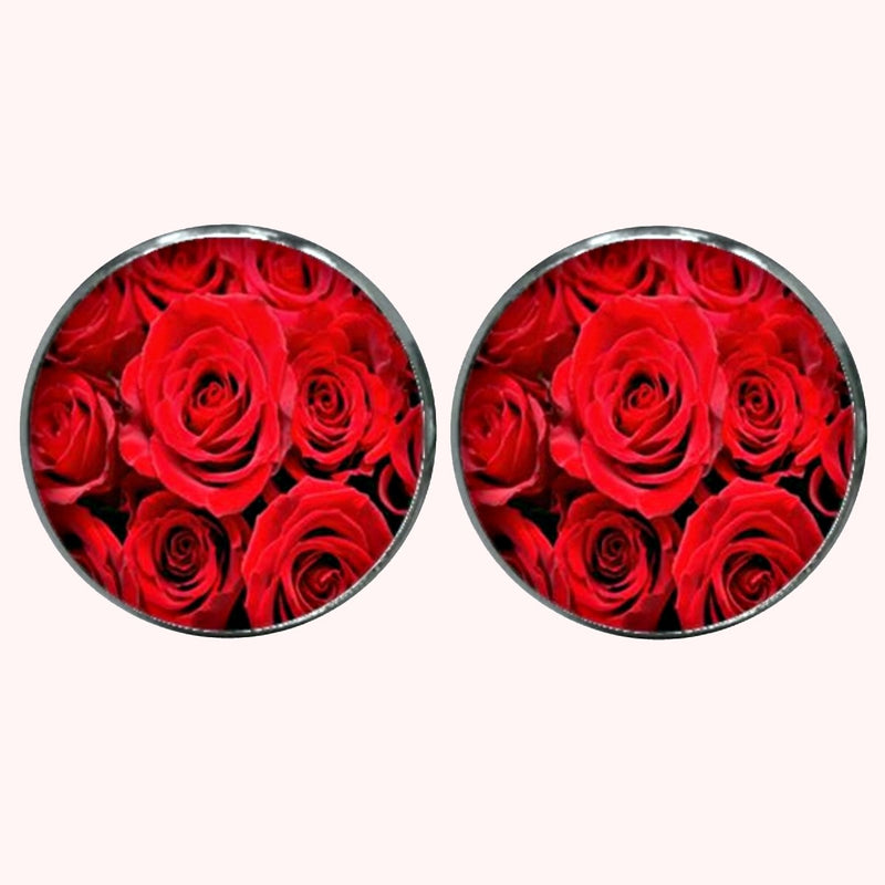 Bassin and Brown Red Roses Cufflinks