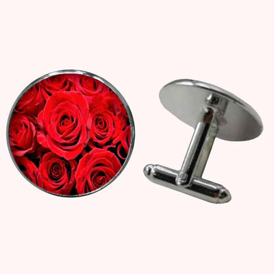 Bassin and Brown Red Roses Cufflinks