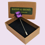 Bassin and Brown Two Colour Rose Jacket Lapel Pin - Purple and Lilac