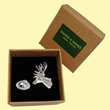 Bassin and Brown Stag Jacket Lapel Pin - Silver