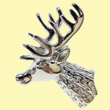 Bassin and Brown Stag Jacket Lapel Pin - Silver