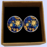 Bassin And Brown Star Flash Cufflinks - Blue and Beige