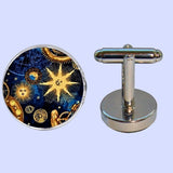 Bassin And Brown Star Flash Cufflinks - Blue and Beige