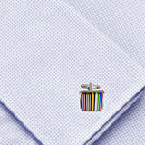 Bassin and Brown Multi Coloured Striped Enamel Cufflinks