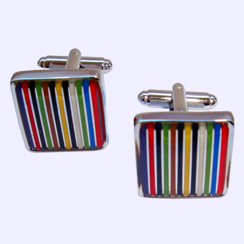 Bassin and Brown Multi Coloured Striped Enamel Cufflinks