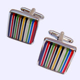 Bassin and Brown Multi Coloured Striped Enamel Cufflinks