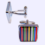 Bassin and Brown Multi Coloured Striped Enamel Cufflinks