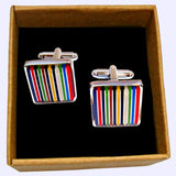 Bassin and Brown Multi Coloured Striped Enamel Cufflinks