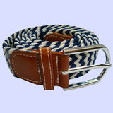 Bassin and Brown Stripe Elasticated Woven Buckle Belt - Navy and White
