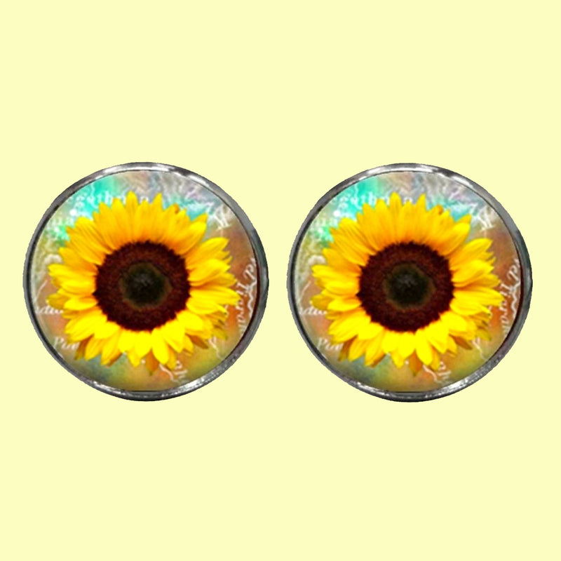 Bassin and Brown Sunflower Cufflinks - Yellow and Brown