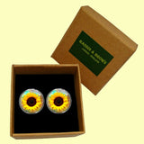 Bassin and Brown Sunflower Cufflinks - Yellow and Brown