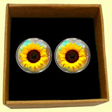 Bassin and Brown Sunflower Cufflinks - Yellow and Brown