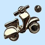 Bassin and Brown Scooter Jacket Lapel Pin - Silver
