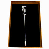 Bassin and Brown Seahorse Jacket Lapel Pin - Silver