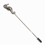Bassin and Brown Seahorse Jacket Lapel Pin - Silver
