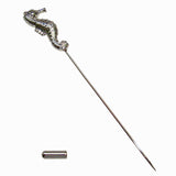 Bassin and Brown Seahorse Jacket Lapel Pin - Silver