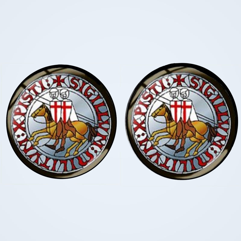 Bassin and Brown Sigillum Militum Knights Templar Cufflinks - Blue, Red, Brown and White