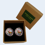 Bassin and Brown Sigillum Militum Knights Templar Cufflinks - Blue, Red, Brown and White