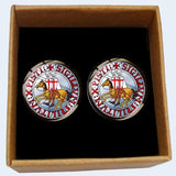 Bassin and Brown Sigillum Militum Knights Templar Cufflinks - Blue, Red, Brown and White