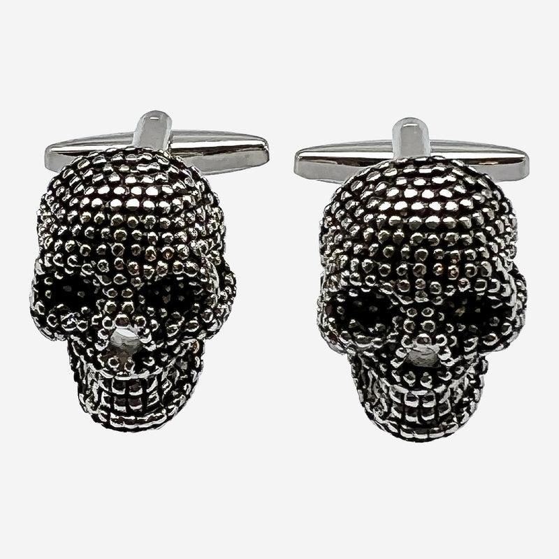 Bassin and Brown Skeleton Skull Cufflinks - Silver and Black