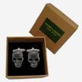 Bassin and Brown Skeleton Skull Cufflinks - Silver and Black