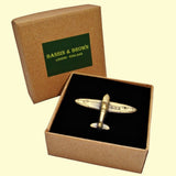 Bassin and Brown Spitfire Airplane Lapel Pin - Antique Bronze