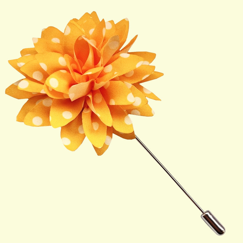 Bassin And Brown Spotted Flower Jacket Lapel Pin - Yellow and White