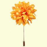 Bassin And Brown Spotted Flower Jacket Lapel Pin - Yellow and White