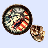 Bassin and Brown Statue of Liberty USA Flag Lapel Pin - Red, White and Blue