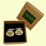 Bassin and Brown Trust Me I'm A Doctor Cufflinks - White,Black and Silver