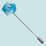 Bassin And Brown Rose Jacket Lapel Pin - Blue And Light Blue