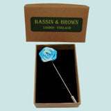 Bassin And Brown Rose Jacket Lapel Pin - Blue And Light Blue