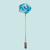 Bassin And Brown Rose Jacket Lapel Pin - Blue And Light Blue
