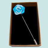 Bassin And Brown Rose Jacket Lapel Pin - Blue And Light Blue