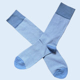 Bassin And Brown Thin Stripe Cotton Socks - Light Blue and White