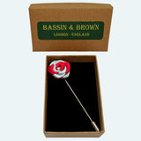Bassin and Brown Two Colour Rose Jacket Lapel Pin - Red and Blue