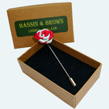 Bassin and Brown Two Colour Rose Jacket Lapel Pin - Red and Blue