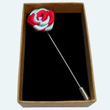 Bassin and Brown Two Colour Rose Jacket Lapel Pin - Red and Blue