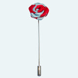 Bassin and Brown Two Colour Rose Jacket Lapel Pin - Red and Blue