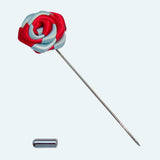 Bassin and Brown Two Colour Rose Jacket Lapel Pin - Red and Blue
