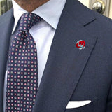 Bassin and Brown Two Colour Rose Jacket Lapel Pin - Red and Blue